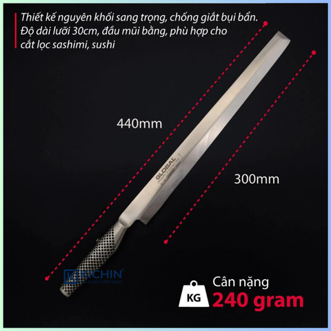 Dao bếp Nhật cao cấp Global G15R Tako Sashimi - Dao Sashimi tay phải (300mm)