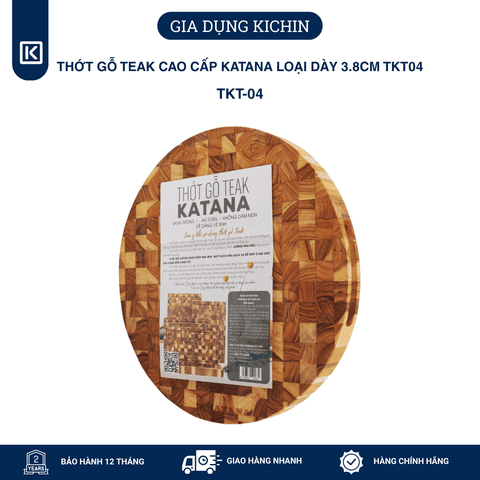 Thớt gỗ teak cao cấp KICHIN loại dày 3.8cm TKT04 - thớt tròn kích thước 38x300x300mm