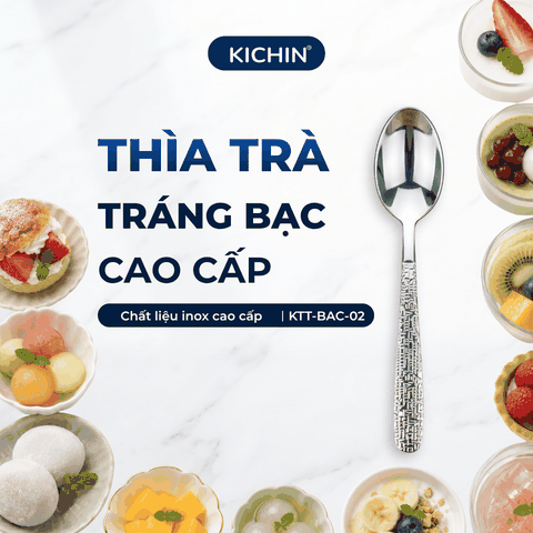 Combo 3 Dĩa Hoa Quả Inox 304 Cao Cấp KICHIN - Cán Vân Ánh Bạc Sang Trọng, Chống Gỉ KDHQ-BAC-02