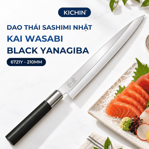 Dao thái Sashimi Nhật Bản cao cấp KAI Wasabi Black Yanagiba - 6721Y (210mm)