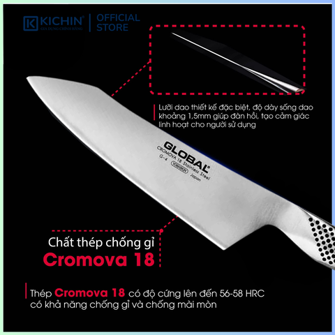Dao bếp Nhật cao cấp Global G4 Oriental Chef - Dao thái lọc thịt cá (180mm)