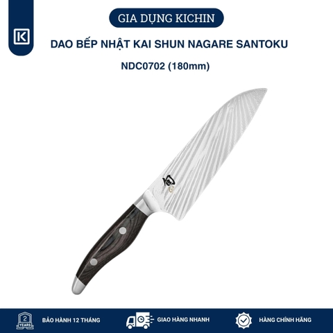 Dao bếp Nhật cao cấp KAI Shun Nagare Santoku - Dao thái 3 trong 1 NDC0702 (180mm)