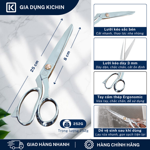 Combo kéo cắt đa năng + nạo rau củ cao cấp thương hiệu Kichin