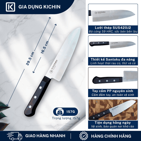 Dao bếp cao cấp KATANA Basic Santoku - Dao thái đa năng KATA401 (165mm)