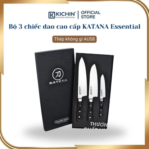 Bộ 3 chiếc dao bếp cao cấp thương hiệu KATANA Essential - Dao thái thịt cá - Dao đa năng -  Dao gọt hoa quả - KATA200