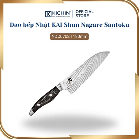 Dao bếp Nhật cao cấp KAI Shun Nagare Santoku - Dao thái 3 trong 1 NDC0702 (180mm)