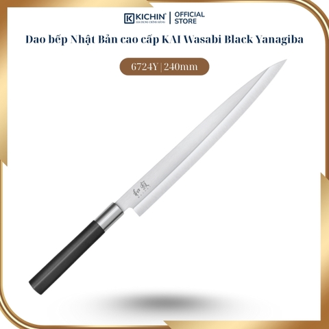 Dao Bếp thái Sashimi Nhật Bản cao cấp KAI Wasabi Black Yanagiba - 6724Y (240mm)