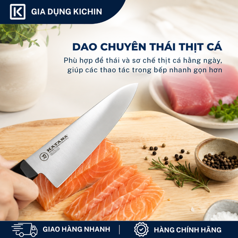 Dao bếp cao cấp KATANA Basic Chef - Dao thái thịt cá KATA402 (180mm)