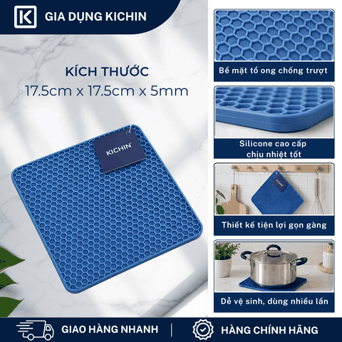 Miếng Lót Silicone chịu nhiệt cao cấp Thương Hiệu KICHIN - Bảo vệ, chống trầy bề mặt bếp, bàn, lót nồi