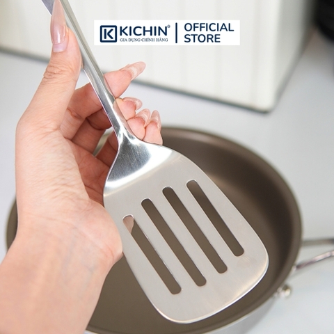 Xẻng inox cao cấp 304 Kai Nhật Bản có lỗ lật đồ ăn