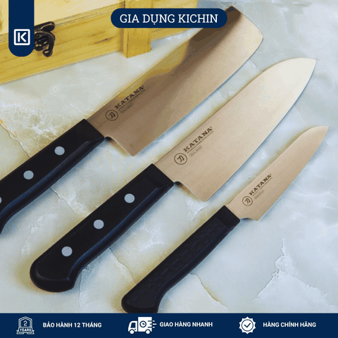 Bộ 3 chiếc dao làm bếp cao cấp KATANA Basic - Dao đa năng năng - Thái rau củ - Gọt hoa quả (3 chiếc)