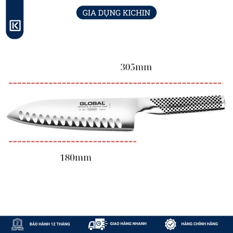 Dao bếp Nhật cao cấp Global G48 = G80 Santoku - Dao thái đa năng(180mm)