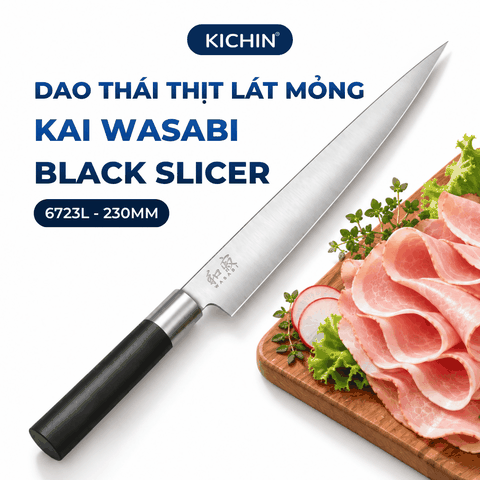 Dao thái thịt lát mỏng Nhật Bản cao cấp KAI Wasabi Black Slicer - 6723L (230mm)