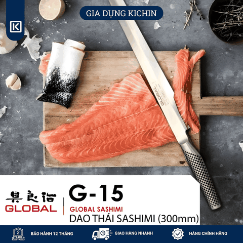 Dao bếp Nhật cao cấp Global G15R Tako Sashimi - Dao Sashimi tay phải (300mm)