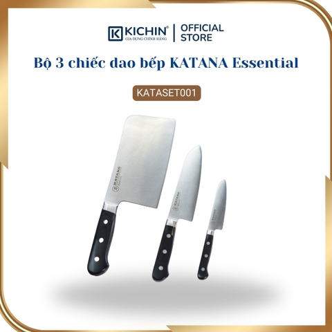 Bộ 3 chiếc dao bếp cao cấp thương hiệu KATANA Essential - Dao chặt - Dao thái - Dao gọt hoa quả - KATASET001