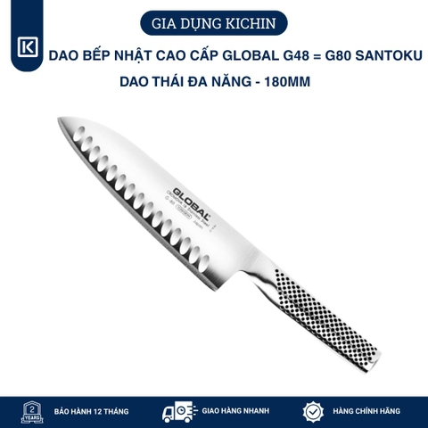 Dao bếp Nhật cao cấp Global G48 = G80 Santoku - Dao thái đa năng(180mm)