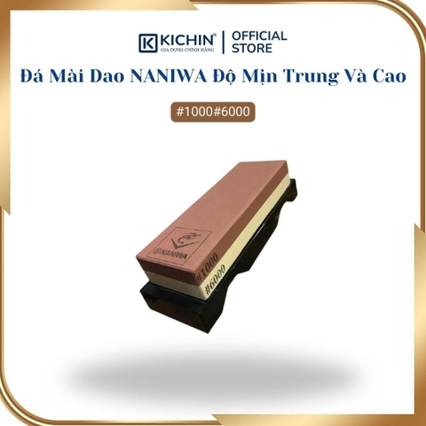 Đá mài dao Naniwa thương hiệu KATANA 2 viên độ mịn trung và cao #1000/#6000 (185x65x30mm) - NKP-1000/6000C đế kèm hộp đựng bảo quản