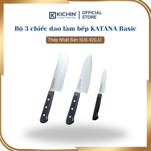 Bộ 3 chiếc dao làm bếp cao cấp KATANA Basic - Dao đa năng năng - Thái rau củ - Gọt hoa quả (3 chiếc)