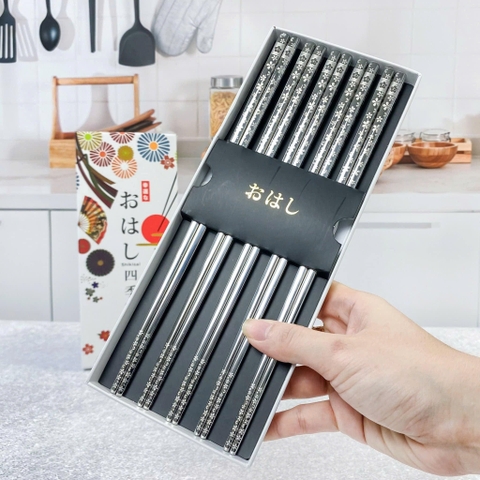Đũa Cao Cấp Inox Hoa Anh Đào trắng Shikisai Nhật Bản