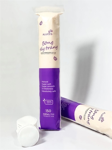 Bông tẩy trang tròn Alucos 150 miếng