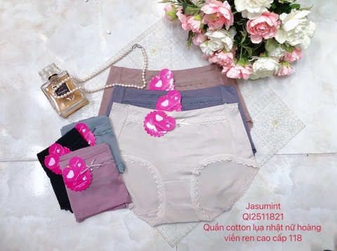 Quần cotton lụa Nhật nữ hoàng viền ren cao cấp 118