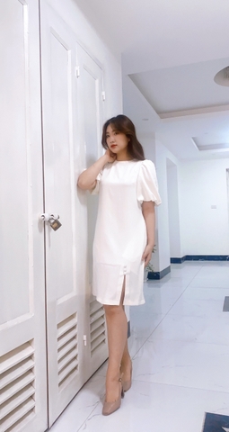 Váy dáng suông tay bồng 3 cúc