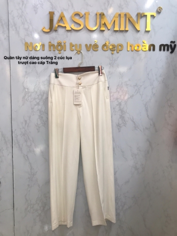 Quần Tây nữ dáng suông 2 cúc lụa trượt cao cấp