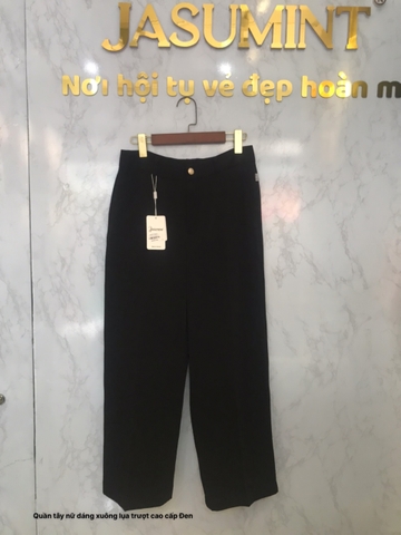 Quần Tây nữ dáng suông 1 cúc lụa trượt cao cấp Đen