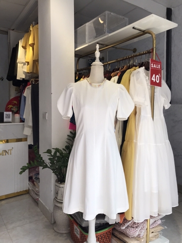 Váy teck tay bồng cao cấp