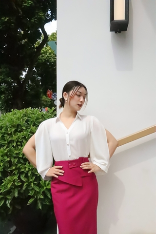 Chân váy cẩm có đai tròn cao cấp L