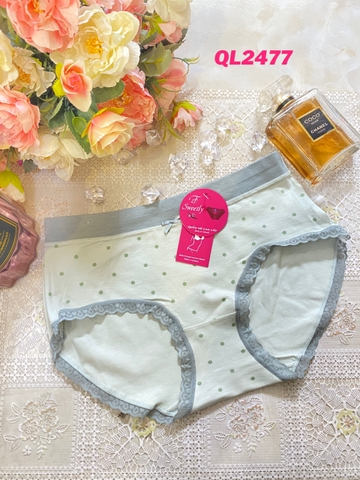 Quần lót cotton Nhật chấm bi viền ren