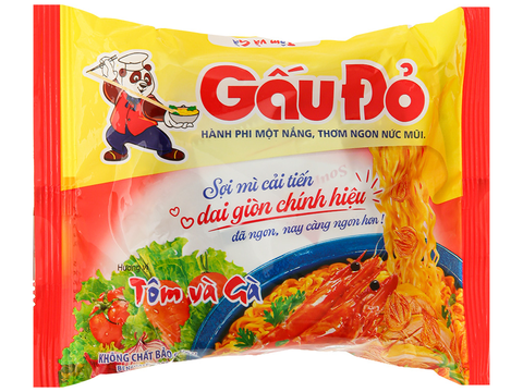Mì Gấu đỏ hương vị tôm và gà 63g