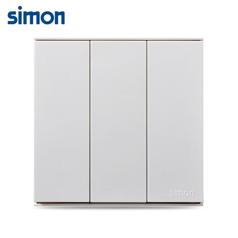 Bộ nút nhấn công tắc ba (công tắc nhấn nhả thông minh) màu trắng Simon E6 721031F