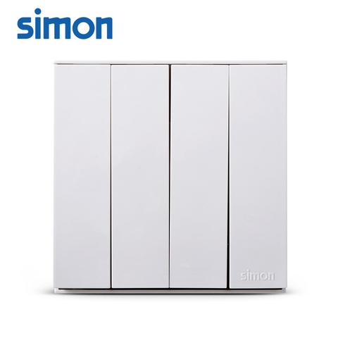 Bộ nút nhấn công tắc bốn (công tắc nhấn nhả thông minh) màu trắng Simon E6 721041F