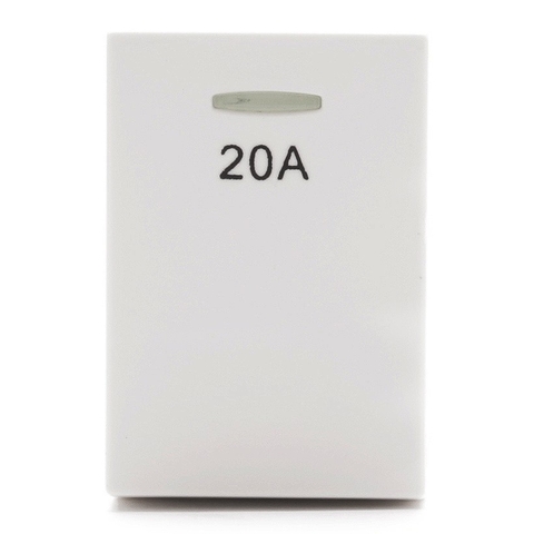 Công tắc đơn 1 chiều có đèn LED, 20A 2 cực  (S module) màu trắng Simon 51A H2021