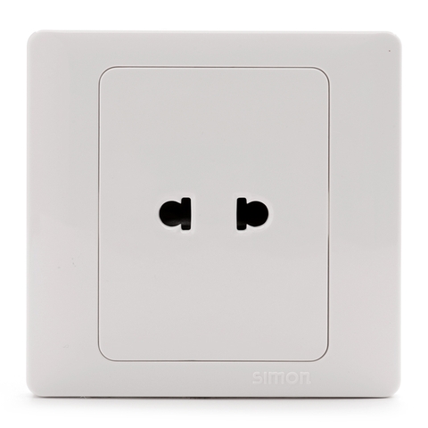 Bộ Ổ cắm đơn 2 chấu dùng cho chấu tròn và dẹt, 10A 250V~ màu trắng Simon 50 51071