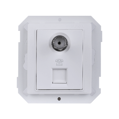 Module ổ cắm tivi kèm điện thoại RJ11 màu Trắng Simon V8 80491