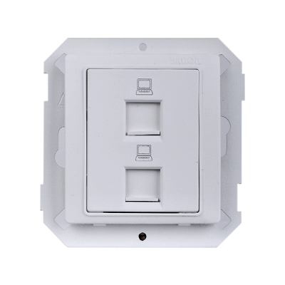 Module ổ cắm điện thoại và mạng Cat6 màu trắng Simon V8 80599