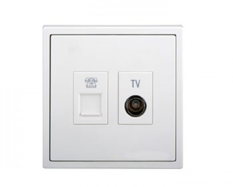 Module ổ cắm ti vi và điện thoại màu trắng Simon i7 705301