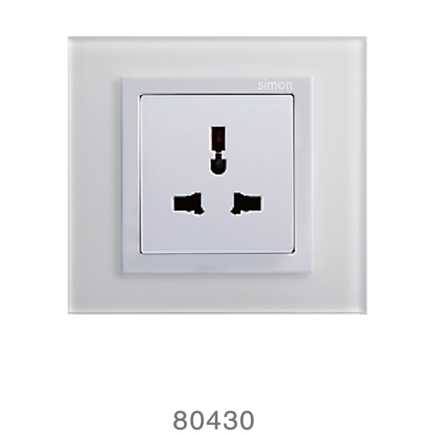 Module ổ cắm 3 chấu đa năng màu trắng Simon V8 80430