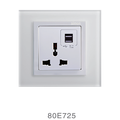 Module ổ cắm đa năng kèm 2 cổng USB Simon V8 80E725