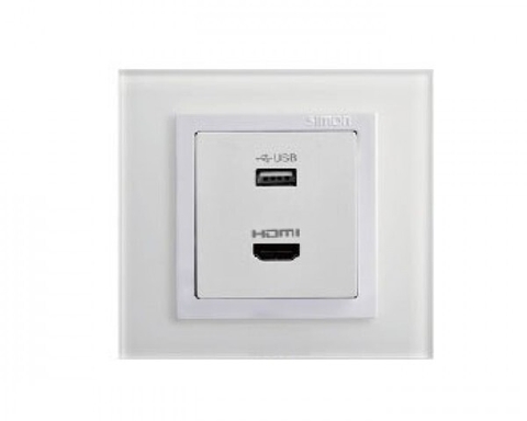 Module cổng HDMI và USB màu trắng Simon V8 80494