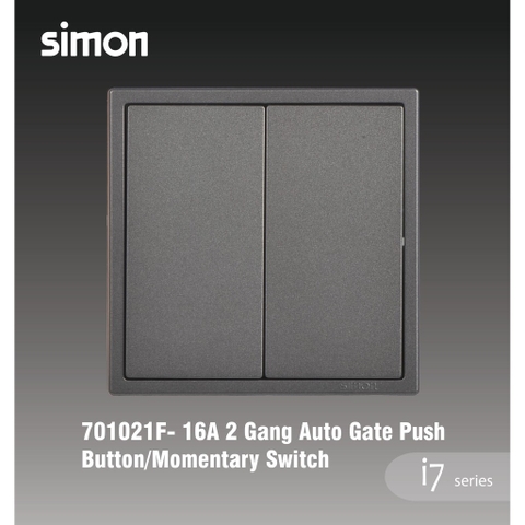 Module công tắc nhấn nhả, nút nhấn đôi màu Xám (Grey) Simon i7 701021F-61