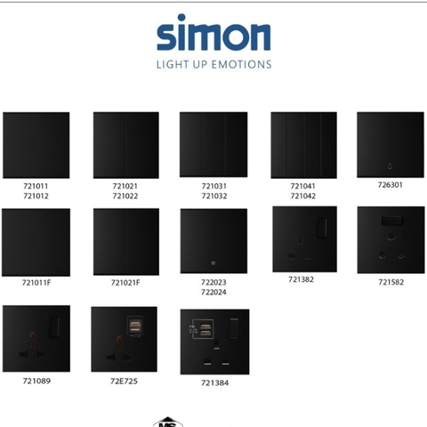 Simon E6 Bộ Chiết áp âm lượng 4 vị trí, đấu 3 dây, màu Đen, E6, 72E621-26