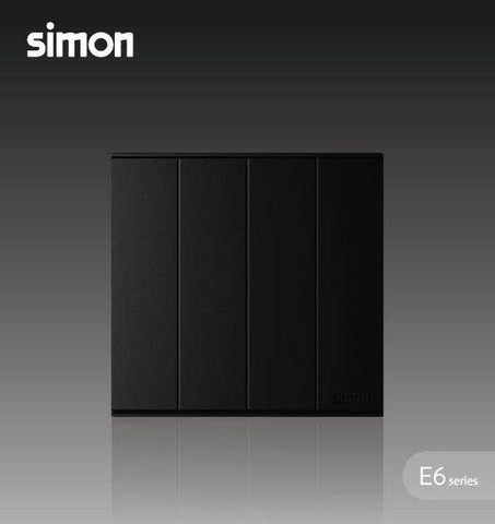 Simon E6 Bộ công tắc bốn, hai chiều (Đen), 721042-26