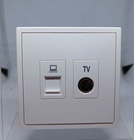 Module ổ cắm ti vi và mạng (cat6) màu trắng Simon i7 705302