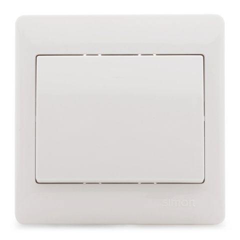 Bộ công tắc nút nhấn đơn (công tắc nhấn nhả thông minh) mặt vuông màu trắng Simon 50 51011BF