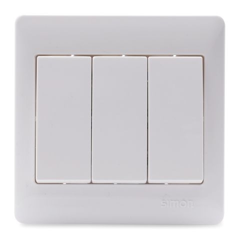 Bộ công tắc nút nhấn nhả ba thông minh vuông màu trắng Simon 50 51031BF