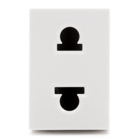 Ổ cắm đơn 2 chấu, dùng cho chấu tròn và dẹt,10A/16A 250V~(S module) màu trắng Simon 51A H721