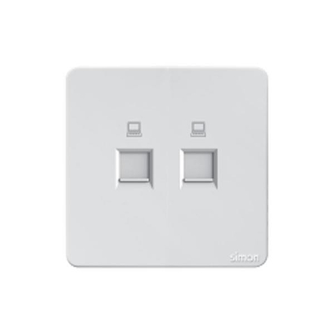 Bộ ổ mạng đôi cat5 Simon K3 màu trắng chuẩn đế vuông 575228